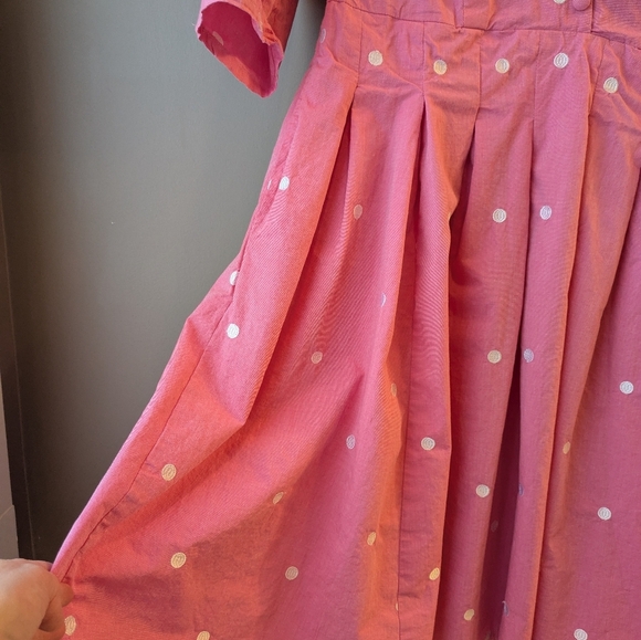 Wayward Fancies Pink Midi Dress with White Polka Dots 16 - Picture 4 of 8